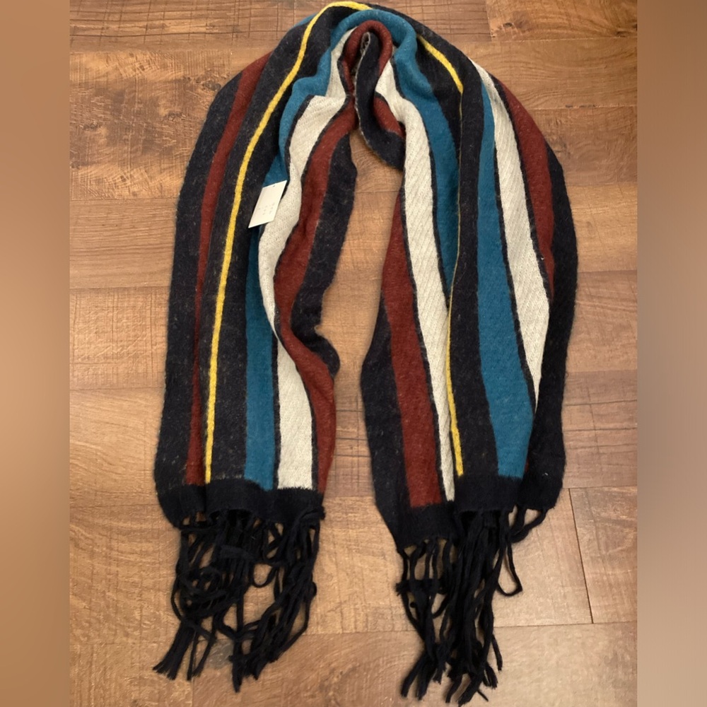 a new day Multicolor Striped Sweater Scarf Soft Oversized NEW w/ Tags Preppy